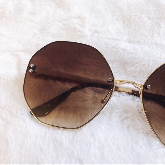 Ada Brown Round Geometric Fashion Sunglasses - Picture 2 of 8